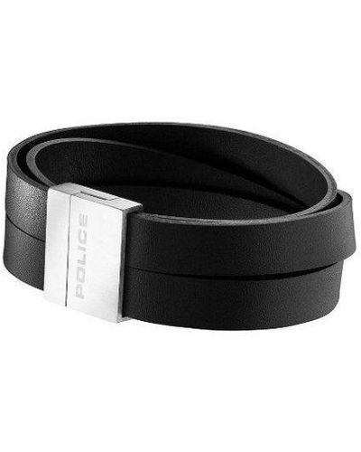 Police "Backlash" Leather Bracelet - Black