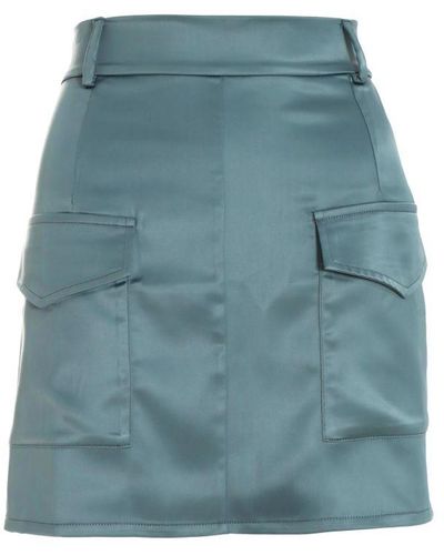 Quiz Satin Cargo Mini Skirt - Blue
