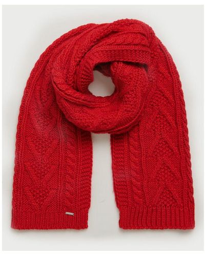 Superdry Lannah Cable Scarf Wool - Red