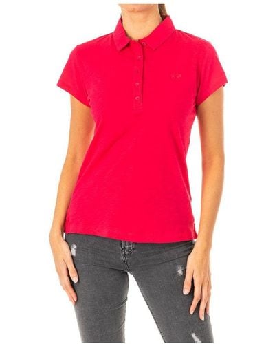 La Martina S Short-sleeved Polo Shirt With Lapel Collar Lwp601 Cotton - Red