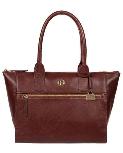 Pure Luxuries 'Primrose' Leather Tote Bag - Red