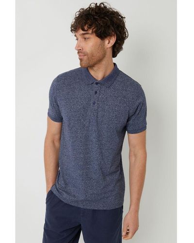 Threadbare 'Degray' Cotton Jersey Grindle Polo Shirt - Blue