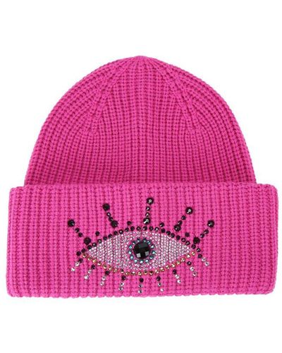 Kurt Geiger Evil Eye Beanie Hat - Pink