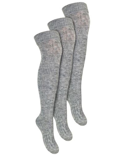 Steve Madden Dames 3 Paar Over Knie Wol Sokken | Multipack Vrouwen Lange Sokken - Grijs