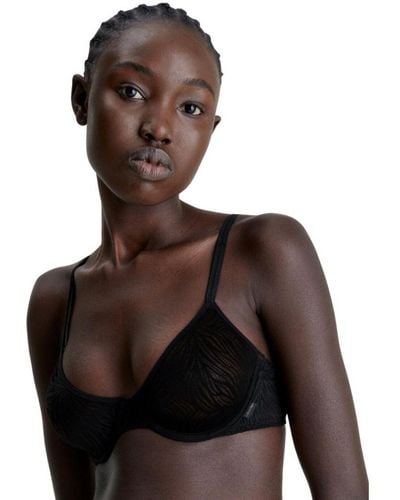 Calvin Klein Women's Sheer Marquisette Unlined Demi Bra, Black