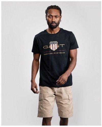 GANT Archive Shield T-shirt Voor , Zwart - Wit