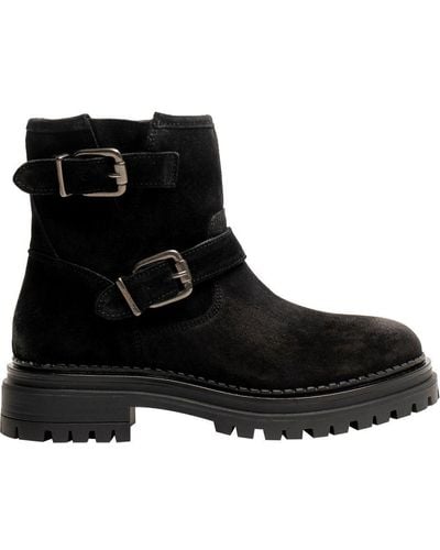 Osprey London 'the Hummingbird' Black Suede Boot Leather