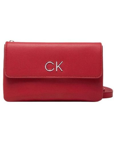 Calvin Klein Plain Shoulder Bag With Zip Fastening - Red
