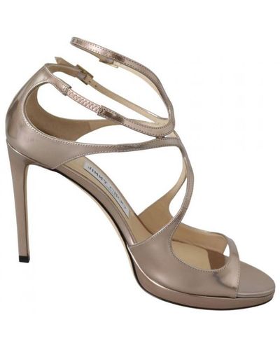 Jimmy Choo Ballet Pink Leather Lance Sandals Court Shoes - Metallic