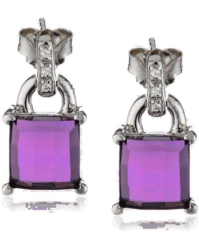 Orphelia 925 Sterling Drop Earrings - Purple