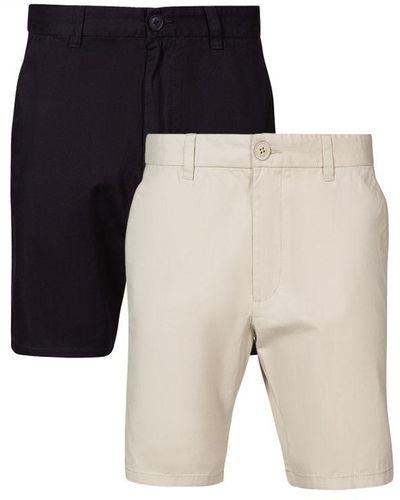 French Connection Navy 2 Pack Cotton Chino Shorts - White