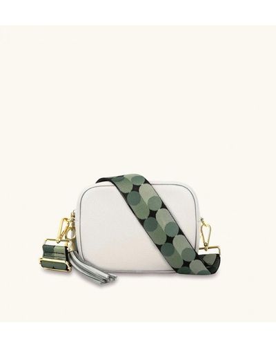 Apatchy London Light Leather Crossbody Bag With Pistachio Pills Strap - Natural
