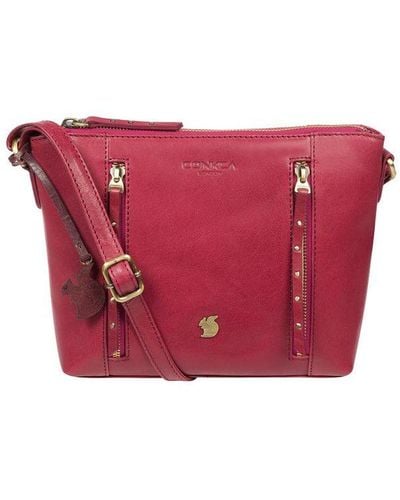 Conkca London 'Pip' Orchid Leather Cross Body Bag - Red