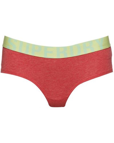 Superdry Organic Cotton Large Logo Hipster Briefs - Red