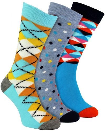 Happy Socks Hs By - 3 Pack Classic Argyle Dress - Blue