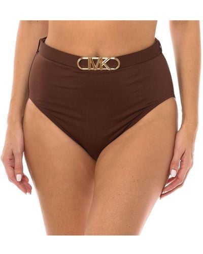 Michael Kors Bikinislip Met Hoge Taille Voor Mm1n025 - Bruin