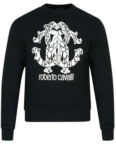 Roberto Cavalli Lynx Mogogram Print Logo Zwart Sweatshirt