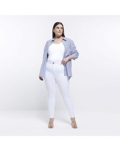 River Island Skinny Jeans White Molly Mid Rise Bum Sculpt Cotton