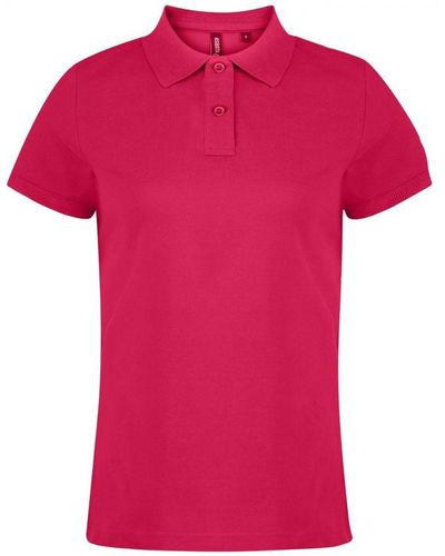 Asquith & Fox Ladies Plain Short Sleeve Polo Shirt (Hot) - Pink