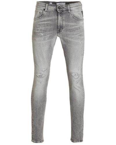 Replay Slim Fit Jeans Mickym Light Grey - Grijs
