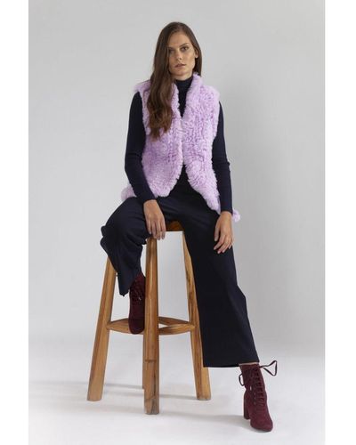 Jayley Hand Knitted Faux Fur Gilet - Purple