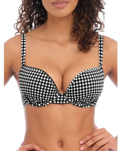 Freya Niet-voorgevormde Geruite Beugel Bikinitop Check In Zwart/wit