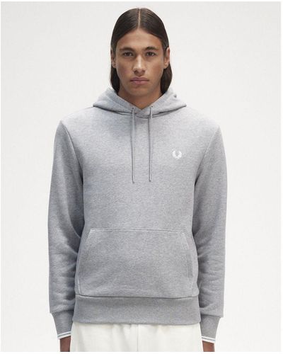Fred Perry Tipped Hooded Sweatshirt - Grey