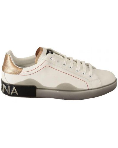 Dolce & Gabbana Leather Low Top Trainers Casual Shoes - White
