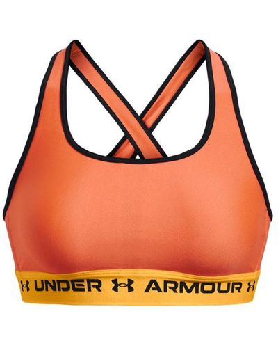 Under Armour Womenss Ua Mid Crossback Sports Bra - Orange