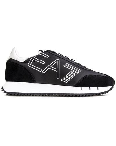 EA7 Sneakers Met Logoprint - Zwart