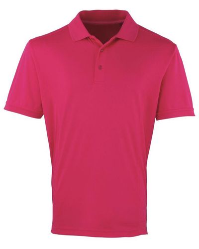 PREMIER Coolchecker Pique Short Sleeve Polo T-Shirt (Hot) - Pink