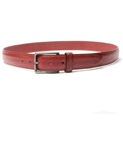 Oswin Hyde Exton Bordo Leather Formal Belt - Red