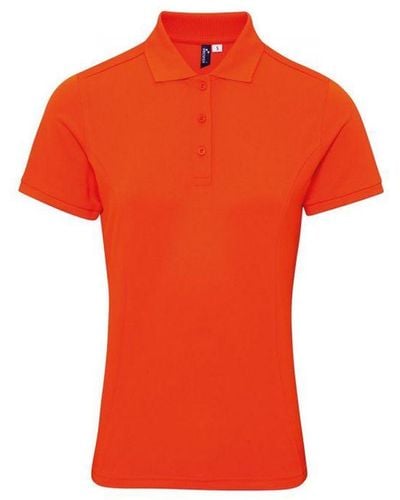 PREMIER Coolchecker Plus Poloshirt (oranje) - Rood