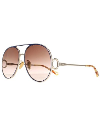 Chloé Chloé Aviator Havana Gradient Sunglasses Metal (Archived) - White