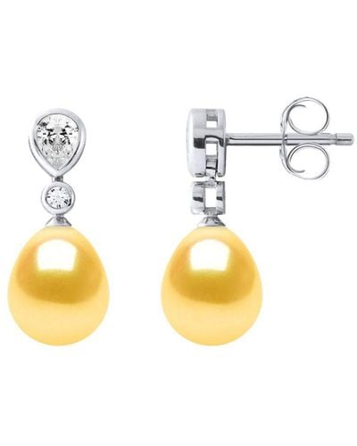 Diadema Drop Oorbellen Sieraden Zoet Water Beads 78mm Golden Pears 925 - Metallic