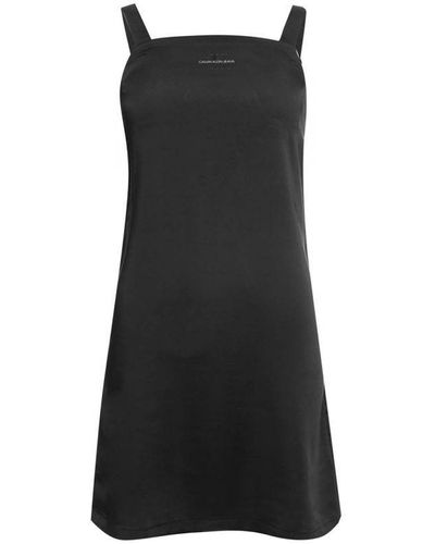 Calvin Klein Womenss Strap Satin Dress - Black