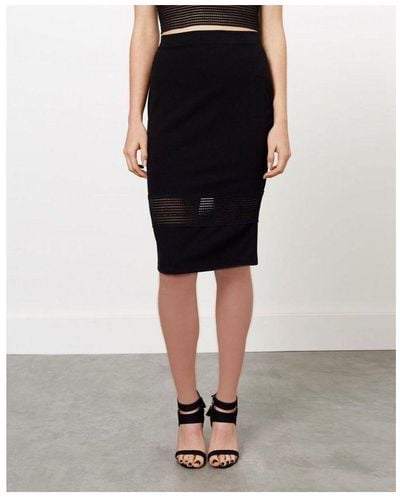 Miss Selfridge Lace Inset Bodycon Skirt - Black