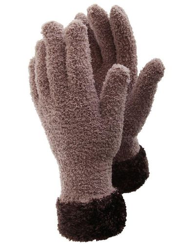 floso Ladies/ Fluffy Extra Soft Winter Gloves With Patterned Cuff (Latte/) - Brown