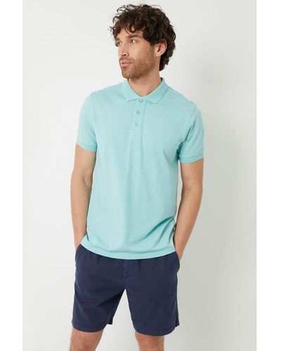 Threadbare Aqua 'Degray' Cotton Jersey Grindle Polo Shirt - Blue