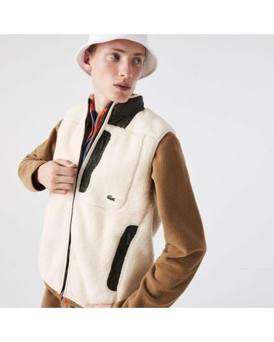 Lacoste Men's Sherpa Fleece Vest In Cream - Naturel