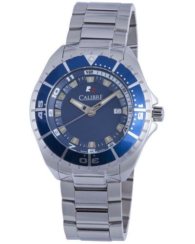 Calibre Sea Knight Swiss Made Movement Watch Stainless Steel Strap Dial - Blue