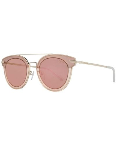 Police Round Mirrored Sunglasses With Frame - Pink