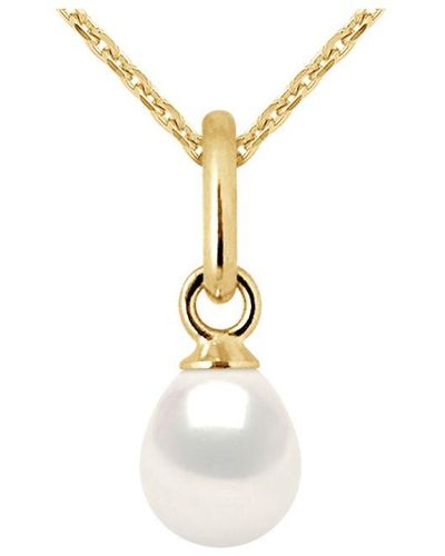 Diadema Hanger Zoetwater Pearl 5-6mm White Pear 18k Geel Goud Geleverd Met Ketting - Wit