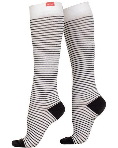 VIM & VIGR Wide Calf Graduated Compression Socks 30-40 Mmhg & Black Spandex - Grey