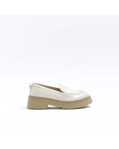 River Island Loafers Beige Patent Chunky Pu - White