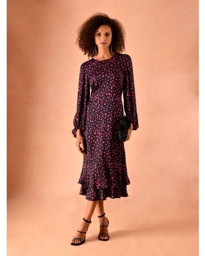 Ro&zo Felicity Pebble Print Peplum Hem Dress - Purple