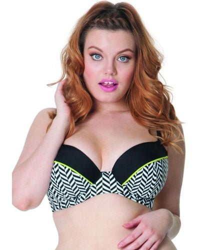 Curvy Kate Cs3651 Hypnotic Plunge Bikini Top Monochrome - Green