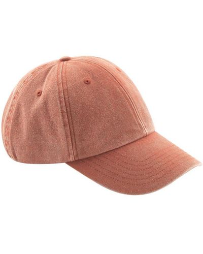 BEECHFIELD® Laag Profiel Vintage Denim-look Cap (vintage Oranje) - Roze