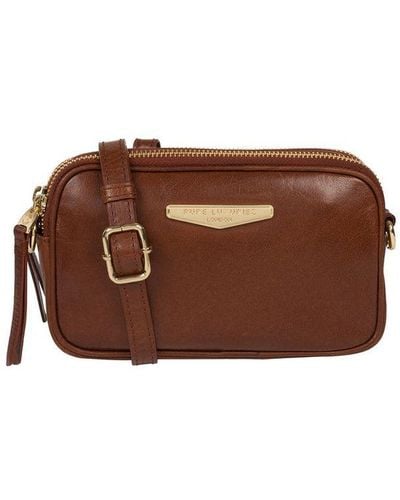 Pure Luxuries 'Donatella' Italian Tan Vegetable-Tanned Leather Cross Body Clutch Bag - Brown