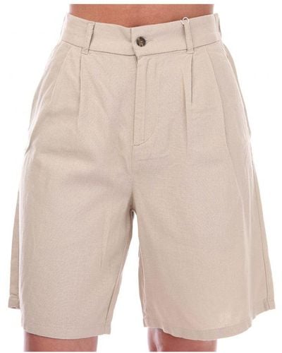 ONLY Womenss Caro High Waist Linen Shorts - Natural